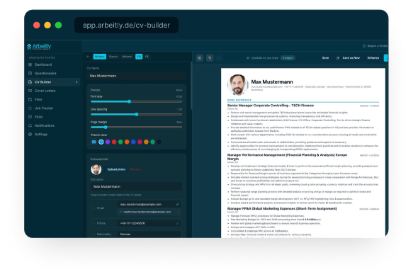 CV Builder Interface