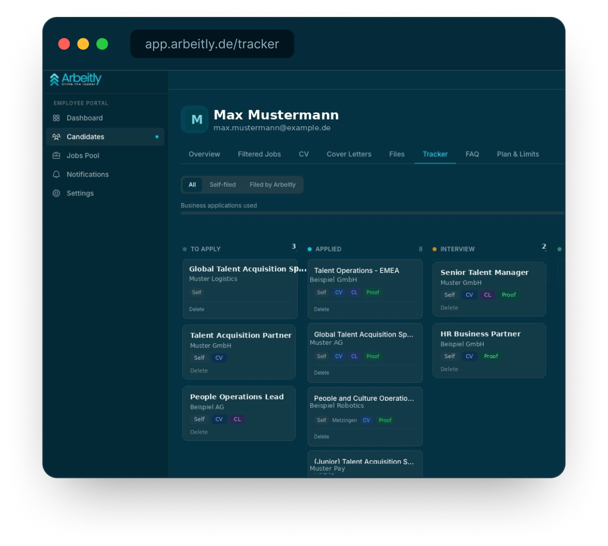 Job Tracker Portal Interface
